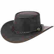 Squashy Outback Leather Hat by BARMAH brown
