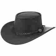 Squashy Outback Leather Hat by BARMAH black
