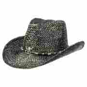 Skull Western Strohhut schwarz